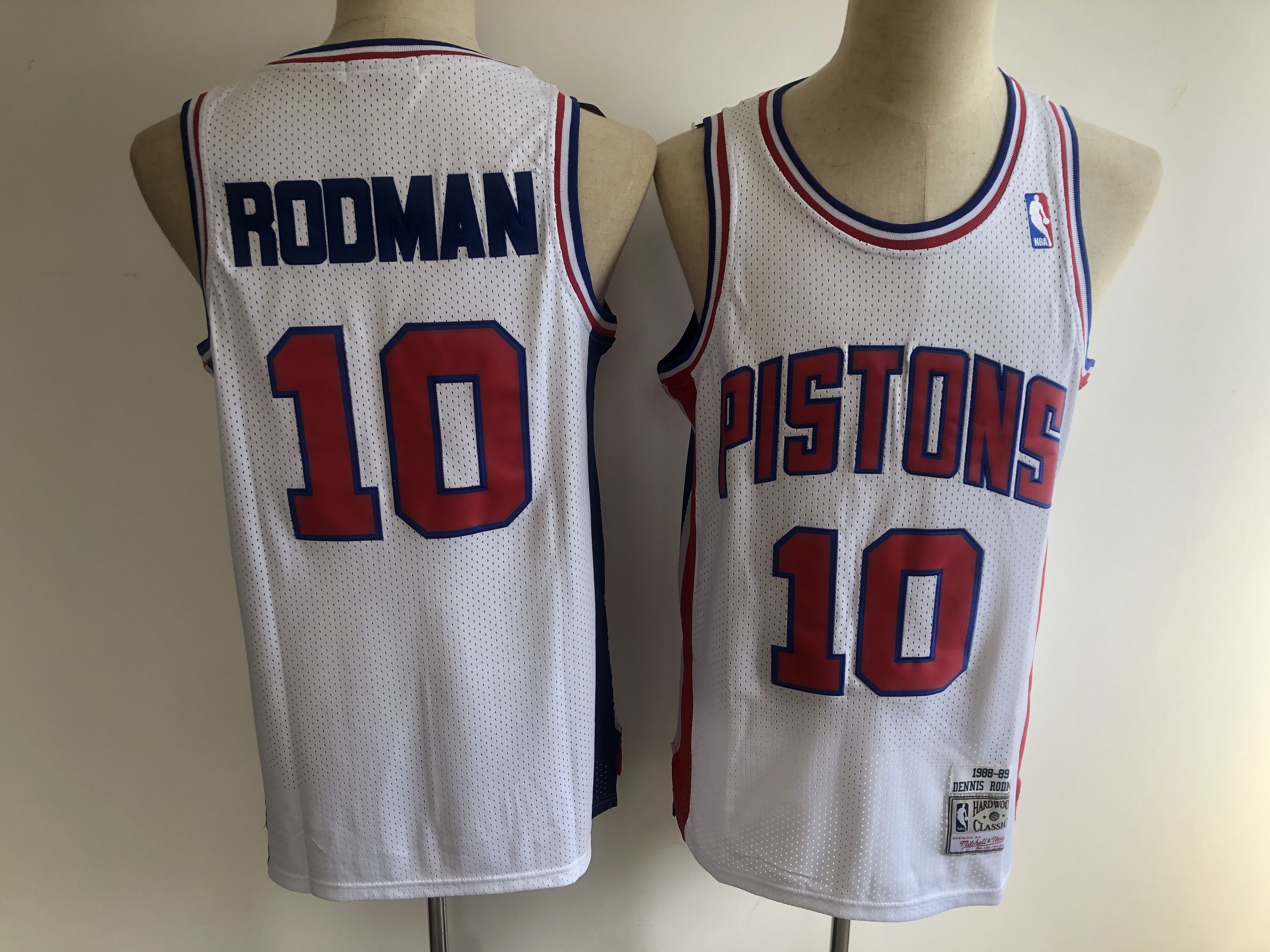 Men Detroit Pistons #10 Rodman white NBA jerseys